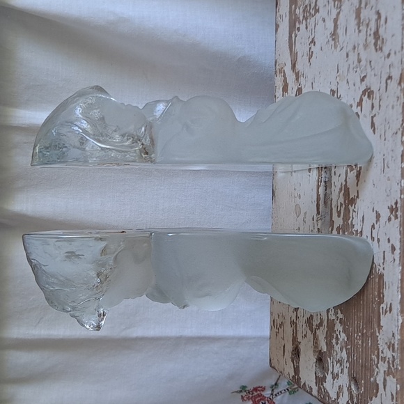 Vintage Viking Glass Praying Boy and Girl Bookends - Picture 2 of 11